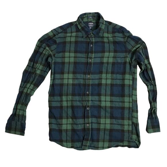 J.Crew Mens Green Slim Flannel Size: M - Picture 1 of 5